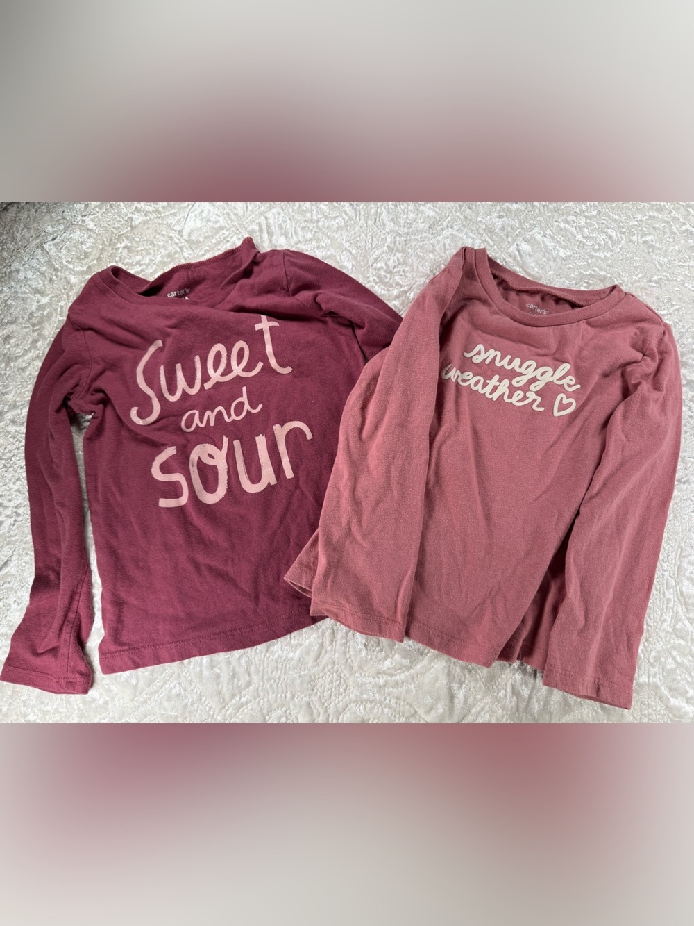 Carter's Long-Sleeve Graphic Tees in Dusty Rose and Plum set of 2